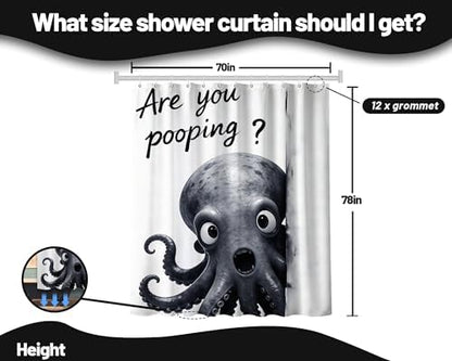 Extra Tall Shower Curtain XL Novelty Octopus, 70 x 78 Inchs