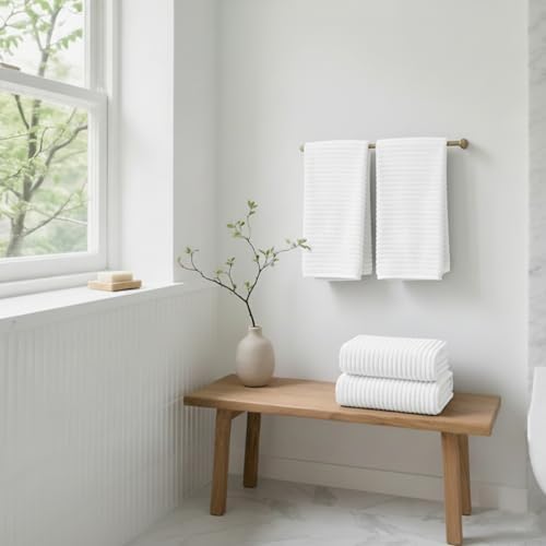 6 Piece Bath Towel Set, 40"x80" Oversized Bath Sheets, White