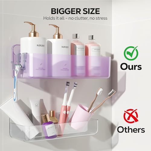 Nieifi Adhesive Shower Shelves, Purple, 5 Pieces