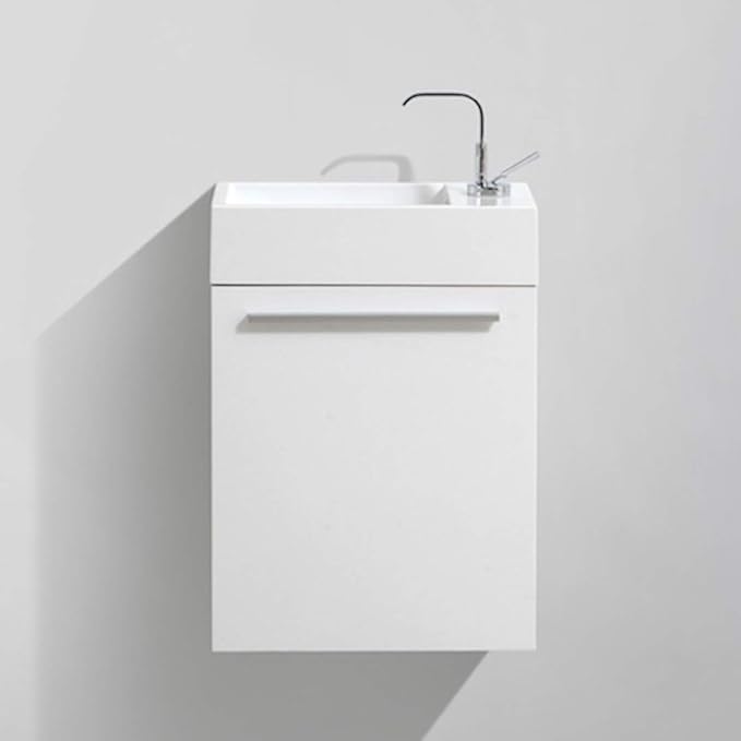 Blossom 18 Inch White Small Bathroom Vanity with Sink, Narrow Bathroom Vanity