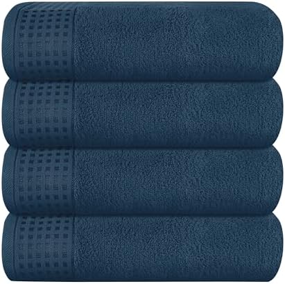 GLAMBURG Ultra Soft 4 Pack Oversized Bath Towel Set 27x54 inches, 100% Cotton Bath Towels, Highly Absorbant Compact Quickdry & Lightweight Towel, Ideal for Gym Travel Camp Pool - Mineral Blue