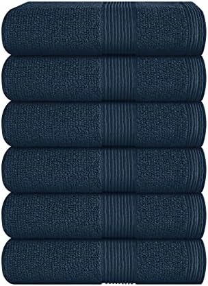 Belizzi Home Ultra Soft 6-Piece Hand Towel Set 16x28-100% Ringspun Cotton - Durable & Highly Absorbent Hand Towels - Ideal for use in Bathroom, Kitchen, Gym, Spa & General Cleaning - Mineral Blue
