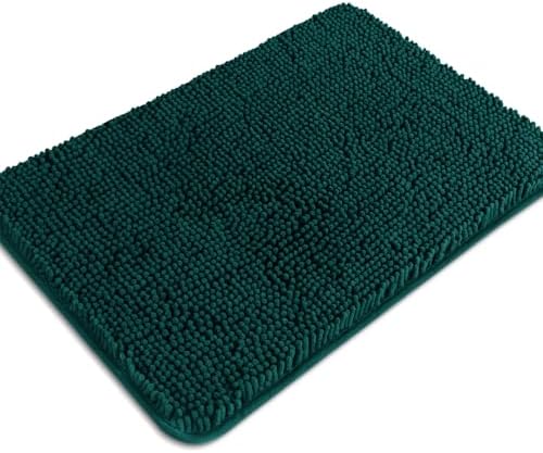 Dark Teal Bathroom Rugs – Absorbent and Washable Bath Mat, Non-Slip, Thick Soft Chenille Bath Rugs for Bathroom Floor, Shower, Sink - 17" x 24"