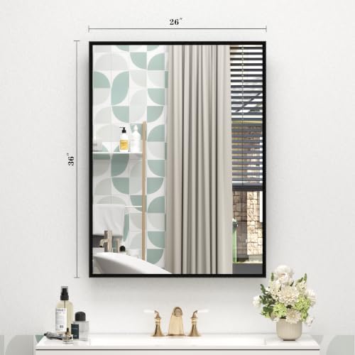 Black Framed Bathroom Mirror for Over Sink 26x36