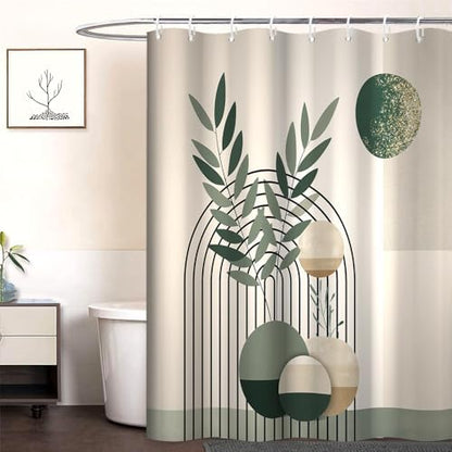 Mid Century Sage Green Shower Curtain for Bathroom 72x78 Inch