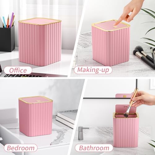 Bathroom Accessory Set - Bathroom Set, 12PC Bathroom Accessories Set, Pink Bathroom Accessories Set, Mini Trash Can, Toilet Brush, Trash Can & Soap Dispenser