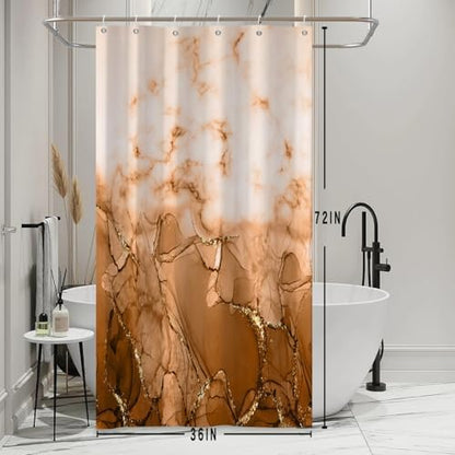 Brown Marble Stall Waterproof Shower Curtain 36x72 inches