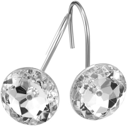 White Diamond Crystal Bling Shower Curtain Hooks Rings for Bathroom,12PCS