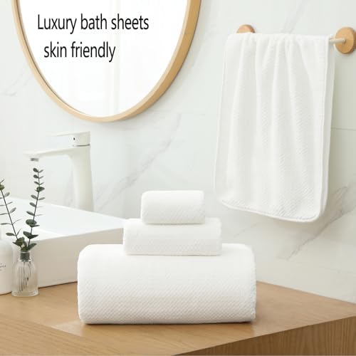 YTYC 39x78 Bath Sheets Set,Towels for Bathroom,White,6-Pieces