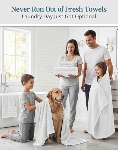 Casa Platino Bath Towel Set 100% Cotton 24 Piece Soft Absorbent - White