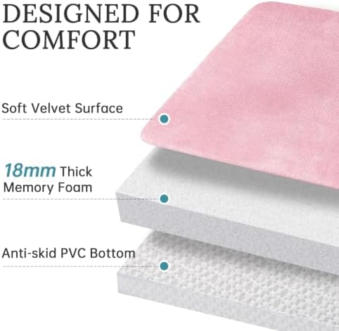 HUXMEYSON 3-Piece Memory Foam Bathroom Rug Set, Rose Pink