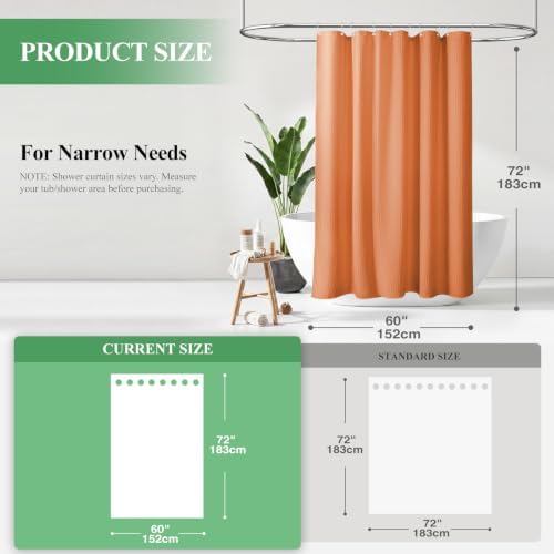 Dynamene Stall Waffle Shower Curtain 256GSM Heavy Fabric 60x72 Burnt Orange