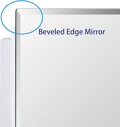 Bathroom Medicine Cabinet with Beveled Edge Mirrored Door 36 x 26 inch, Recessed or Surface Mount, with Adjustable Glass Shelves