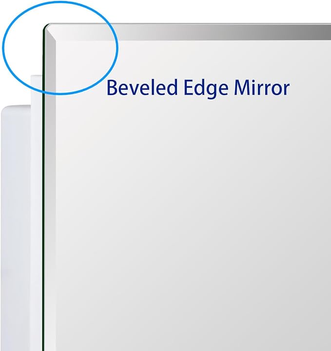 IDYLLOR Bathroom Medicine Cabinet with Beveled Edge Mirrored Door 16 x 20 inch, Recessed or Surface Mount, with Adjustable Glass Shelves