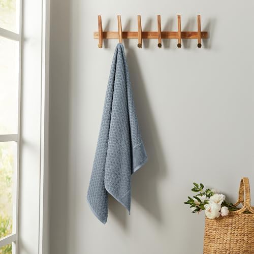 Great Bay Home Blue Washcloths - 100% Cotton 6 Pack 13x13 Washcloth Set - Absorbent, Durable, Quick-Dry Face Towels for Bathroom (Chambray Blue)
