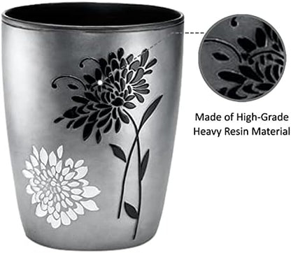 Zahari Home 2pc Erica Bathroom Decor Set Waste Basket for Bathroom & Tissue Cover Modern Classic Decor Stylish Unique Design Beautiful Grey Bathroom Accessories Set