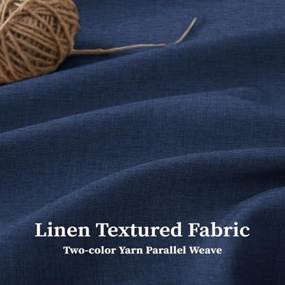 BTTN 54x78 Boho Scalloped Linen Textured Cloth Shower Curtain, Navy Blue