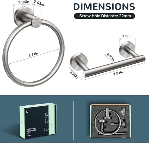 FORIOUS Toilet Paper Holder and Towel Ring Set, Bathroom Accessories Set