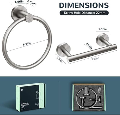 FORIOUS Toilet Paper Holder and Towel Ring Set, Bathroom Accessories Set