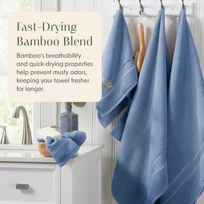 Luxury Bamboo Rayon Oversized Bath Towel Set | 2-Pack | Ultra Soft | Blue