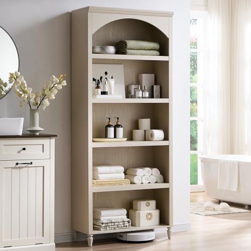 IFBUY 76" Arched Bathroom Storage Cabinet, Large Arched Cabinet, Cream