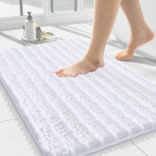Smiry Bathroom Rugs 24X16, Extra Soft Rubber Backing Chenille Bath Mats