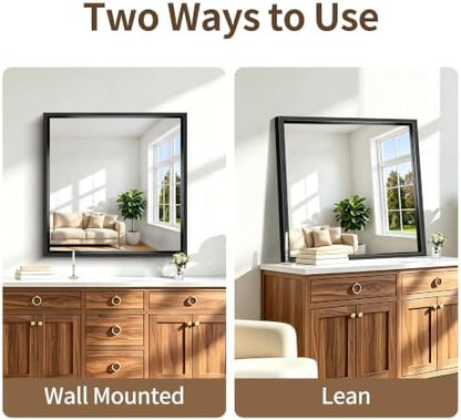Bathroom Mirror, 36 x 36 inch Brushed Black Square Mirrors for Wall
