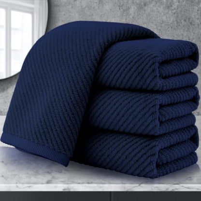 VOOVA & MOVAS Hand Towels 4PC, 100% Cotton, 18x28 in, Navy Blue