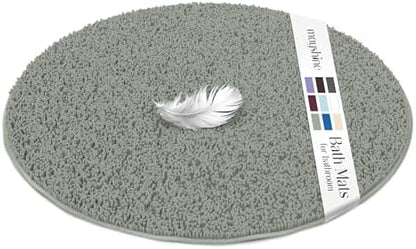 Large Round Area Rug Set for Bathroom 36"x36" Soft Plush Chenille Bath Mat, Water Absorbent Non-Slip Bathroom Rug | Washable Shag Carpet for Shower, Bedroom, or Home Décor | Sage Green