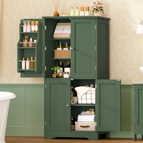 Pantry Cabinet with 4 Doors, Kitchen Storage Cabinet with Door Shelves,