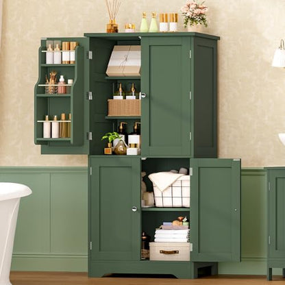 Pantry Cabinet with 4 Doors, Kitchen Storage Cabinet with Door Shelves,