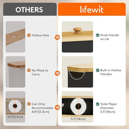 Lifewit Toilet Paper Storage Holder, Large Stand Basket, 23L, Black