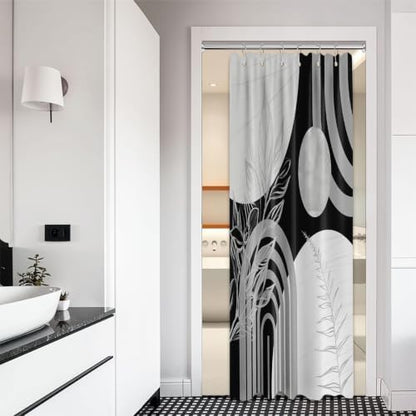Grey and White Stall Shower Curtain, 36X72 in Narrow Small, Mid Century