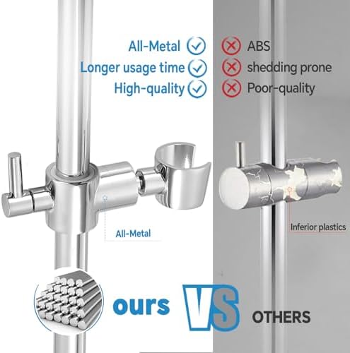 Shower Slide Bar Adjustable Handheld Shower Head Holder Wall Mount - 30inch All-Metal Shower Head Slide Bar Compatible with Bathroom Drill Free Glue Installation - Polished Chrome