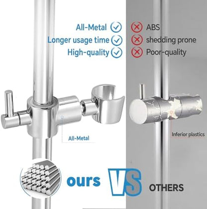 Shower Slide Bar Adjustable Handheld Shower Head Holder Wall Mount - 30inch All-Metal Shower Head Slide Bar Compatible with Bathroom Drill Free Glue Installation - Polished Chrome