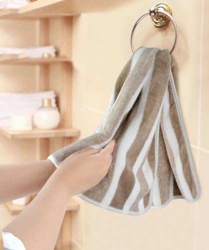 KinHwa Microfiber Hand Towels for Bathroom Soft and Absorbent Face Towels Brown Bathroom Hand Towels for SPA Hair Bath 16inchx30inch 2 Pack