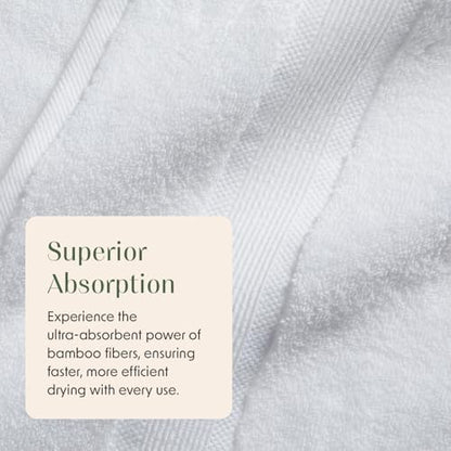 Springtree Home Luxury Bamboo Rayon Plush Bath Towel Set | 4-Pack | White