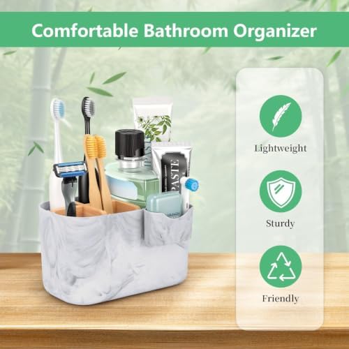 GFWARE Marble Toothbrush Holder, Bathroom Storage Organizer with Small Box