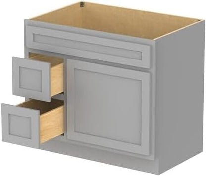 Vanity Art 36 Inch Single Bathroom Vanity Base Only Cabinet with 2 Functioning Shaker Drawers, Strudy Floor Mount Storage Cabinet Organizer for Bedroom, Living Room, Kitchen, VA4036-2LG