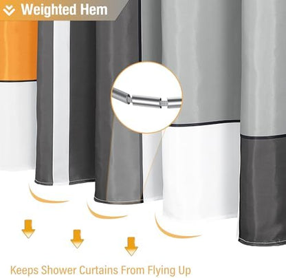 BTTN 72 x 84 Tall Modern Geometric Waterproof Fabric Shower Curtain, Orange