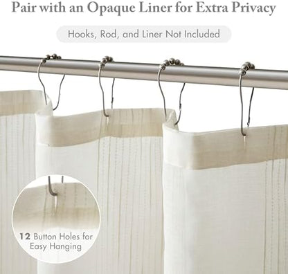 Madison Park Anna Extra Long Shower Curtain for Bathroom, 72 x 84, Ivory