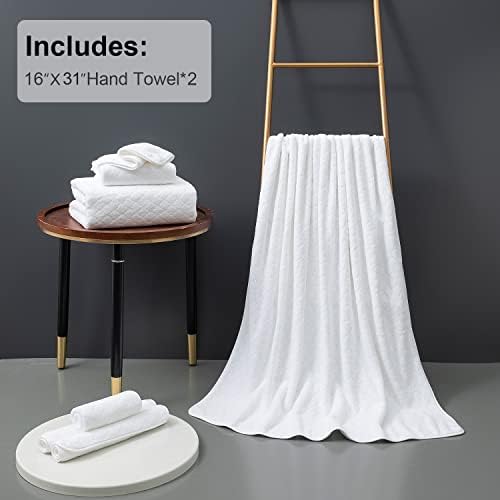 Ycosy 2 Pack Hand Towels Set 16"x31",White Towel Set for Bathroom,Quick Dry Thick and Highly Absorbent Hand Towel,Ultra Soft Microfibers Premium Towel Set for Bathroom Hotel,Spa,Gym