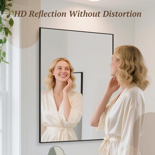 Bathroom Mirror 60" x 36", Large Rectangle Wall Mirror, Black