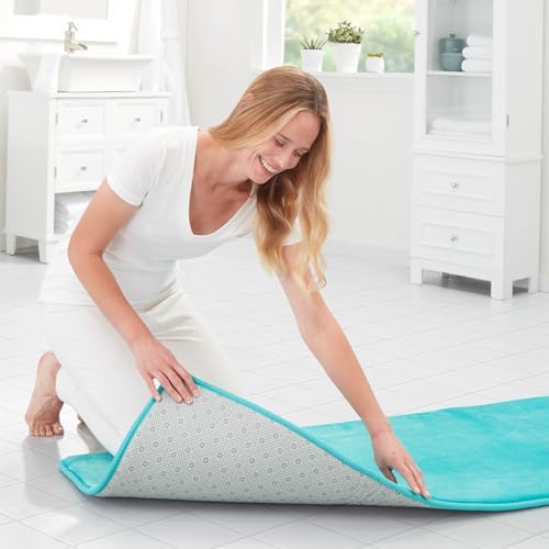 Memory Foam Bath Mat Non Slip Absorbent Super Cozy Velvet Bathroom Rug Carpet (24 inches X 48 inches, Teal)