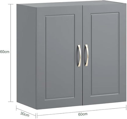 Haotian Wall Cabinet Laundry Room, Wall Storage Cabinet Kitchen Bathroom Garage, Medicine Cabinet with Shelf, Grey FRG231-DG