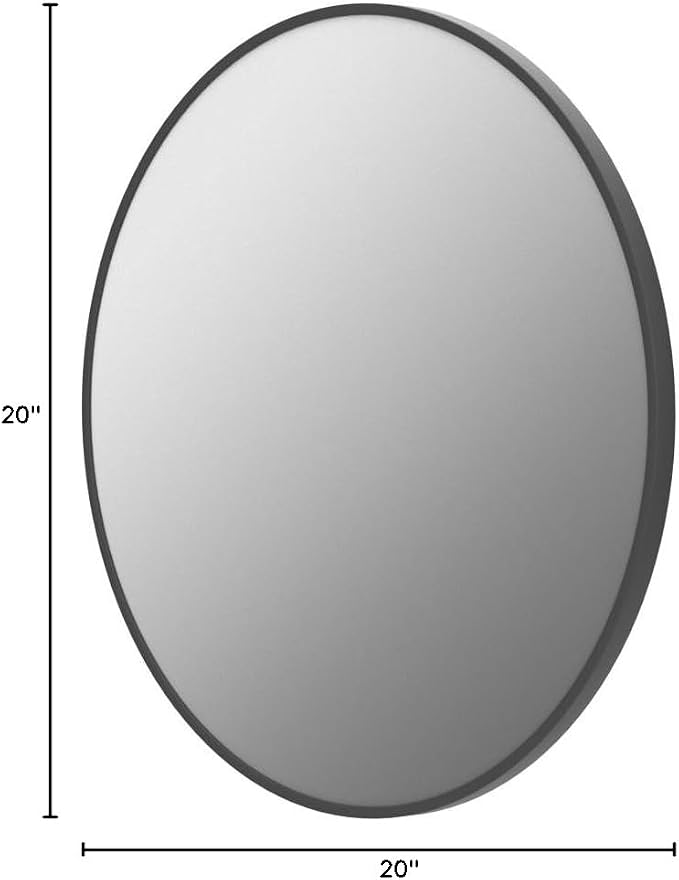 Antok 20 Inch Round Mirror for Wall, Round Bathroom Mirror, Circle Wall Mirrors with Black Metal Frame, Circle Mirrors Suitable for Wall, Bathroom, Vanity, Living Room, Entryway