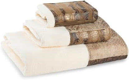 Zahari Home Zambia Animal Print Bath Towel Set - 3 Piece Bath, Hand and Wash Towels. Luxury Contemporary Bath Ensemble