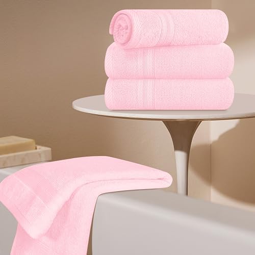 BOUTIQUO Ultra Soft 6-Piece Hand Towel Set 16x28-100% Ringspun Cotton - Durable & Highly Absorbent Hand Towels - Ideal for use in Bathroom, Kitchen, Gym, Spa & General Cleaning - Pink