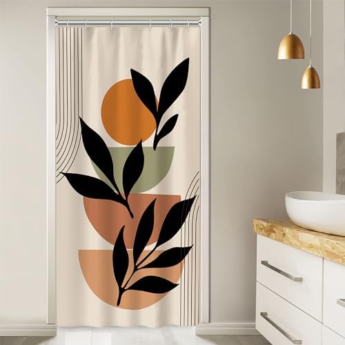 Boho Beige Stall Shower Curtain with Hooks 36x72 Inch