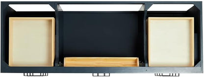 ARIEL Hepburn 60-inch Bathroom Vanity Base Cabinet,Solid Wood, 2 Soft Closing Doors, 9 Dovetail Drawers, Midnight Blue